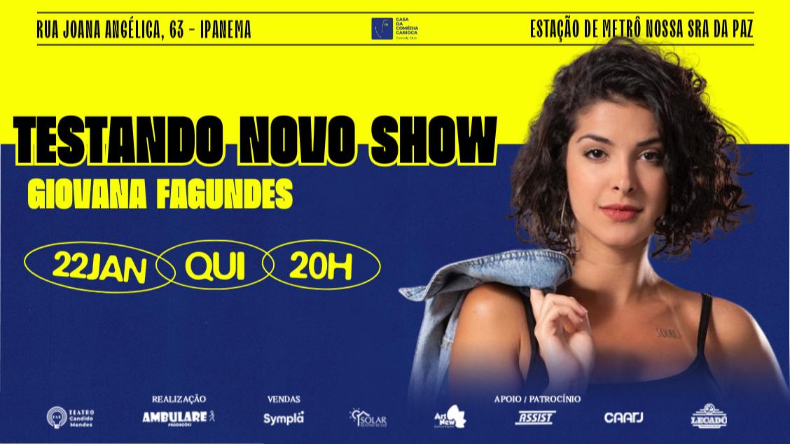 Imagem do evento CASA DA COMÉDIA CARIOCA - TESTANDO NOVO SHOW: com Giovana Fagundes