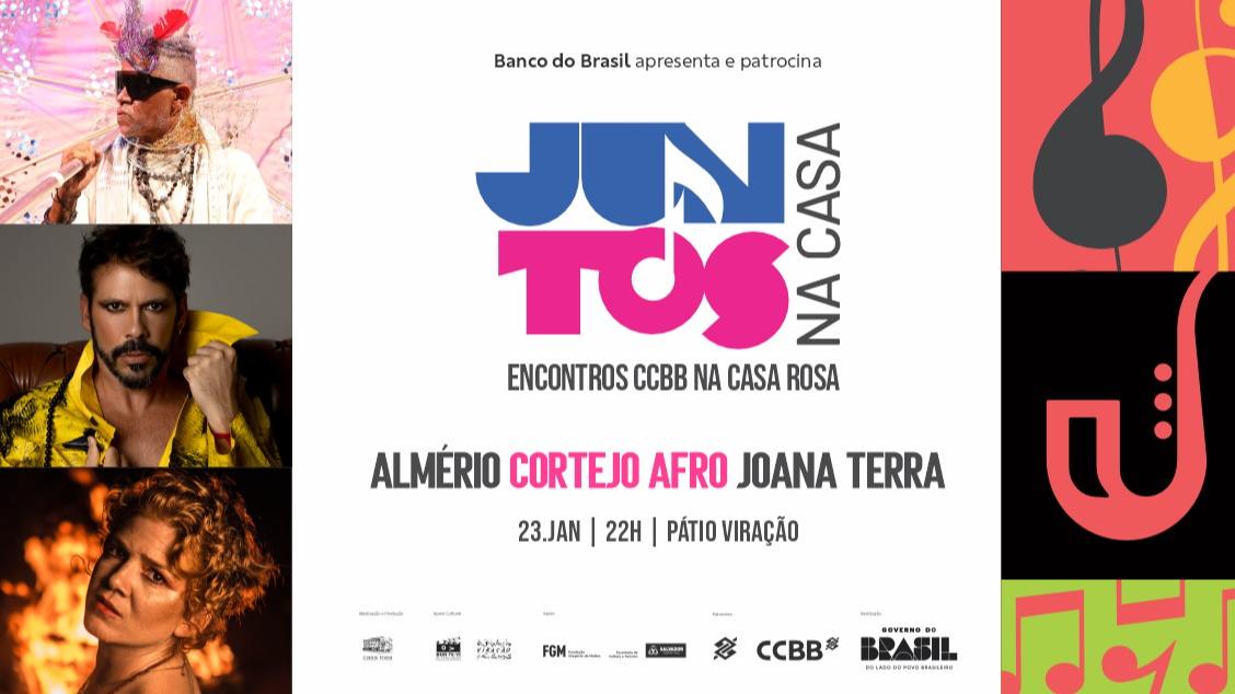 Imagem do evento Almério, Cortejo Afro e Joana Terra – Juntos na Casa  Encontros CCBB na Casa Rosa