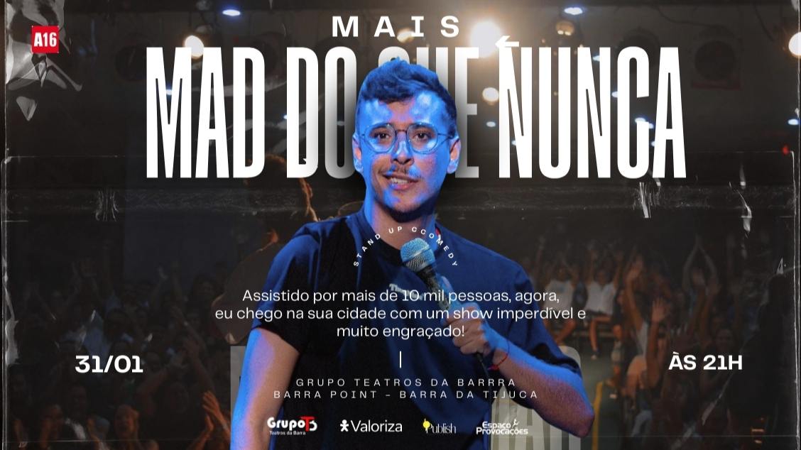 Imagem do evento MAIS MAD DO QUE NUNCA - STAND UP COMEDY