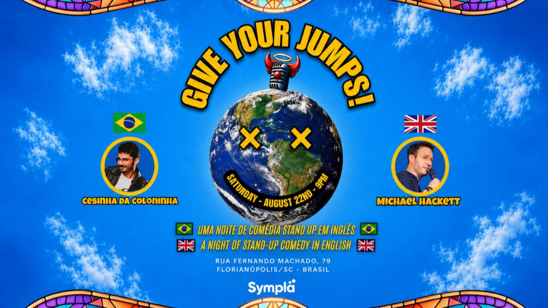 Imagem do evento GIVE YOUR JUMPS! – UMA NOITE DE STAND-UP EM INGLÊS