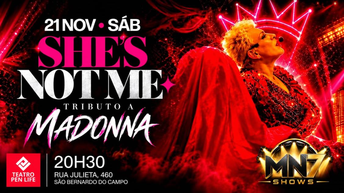 Imagem do evento *She's Not Me – Madonna Brazilian Tribute 21 nov - 20h30