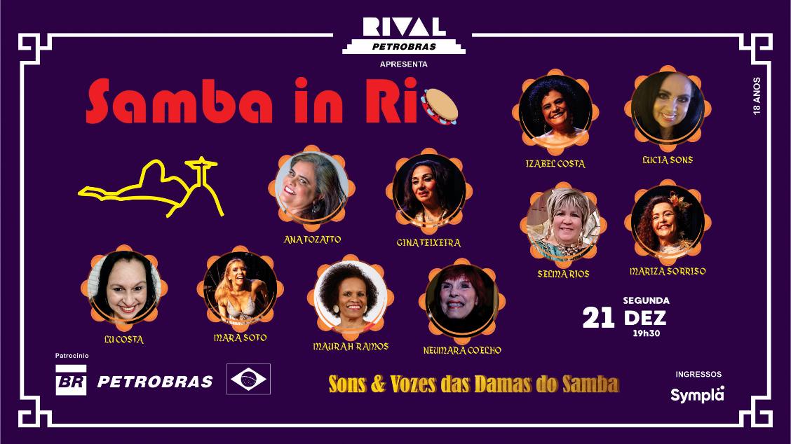 Imagem da fonte — SAMBA IN RIO – Sons & Vozes das Damas do Samba com Ana Tozatto, Gina Teixeira, Izabel Costa, Lu Costa, Lucia Sons, Mara Soto, Mariza Sorriso, Maurah Ramos, Neumara Coelho E Selma Rios