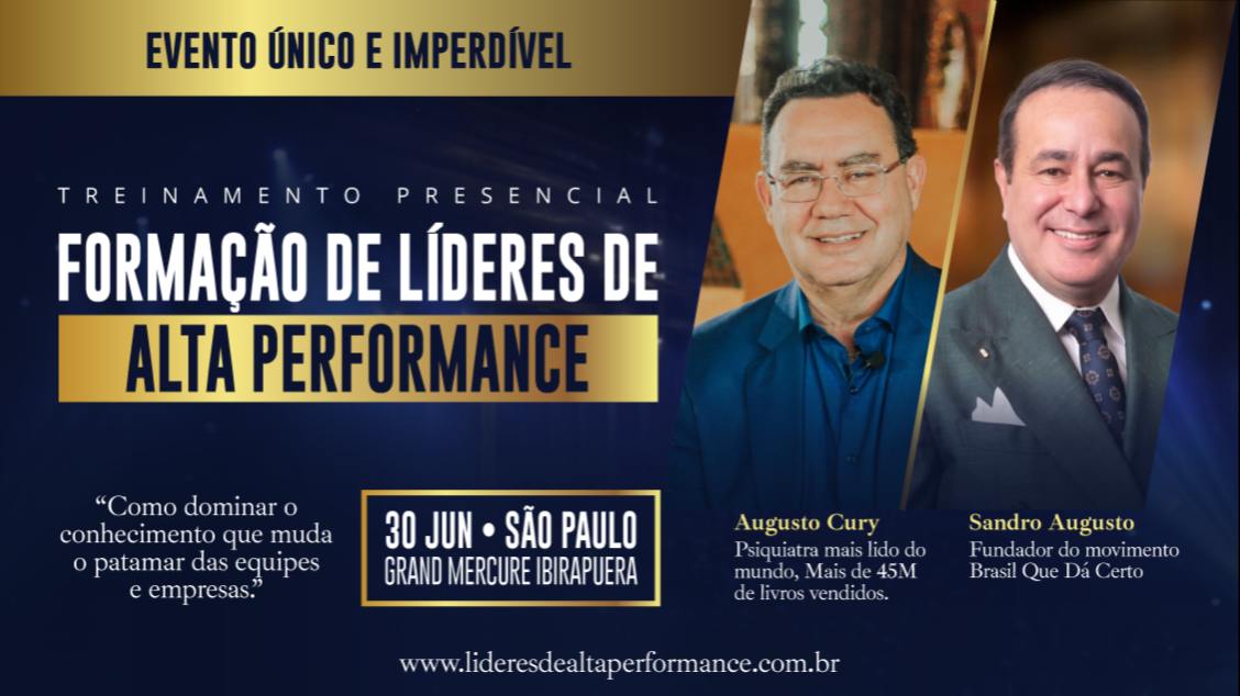 Imagem do evento Gestão da Emoção para Líderes de Alta Performance - com Augusto Cury e Sandro Augusto