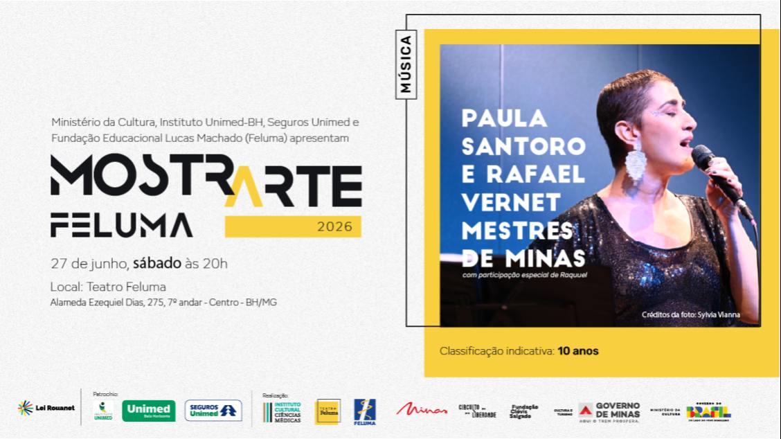 Imagem do evento MostrArte Feluma - show “Paula Santoro e Rafael Vernet - Mestres de Minas”