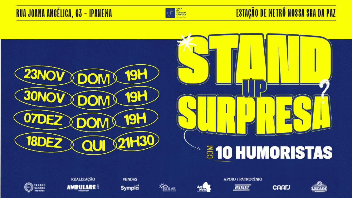 Imagem do evento CASA DA COMÉDIA CARIOCA - #199 STAND UP SURPRESA: com humoristas surpresa (é logico!)