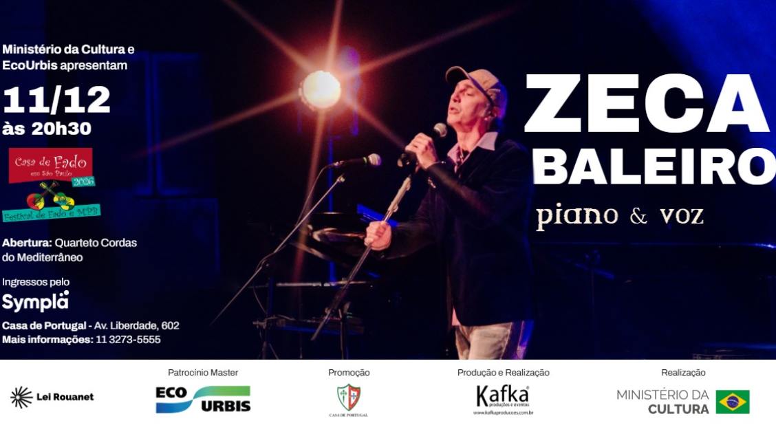 Imagem do evento Casa de Fado X - Festival de Fado e MPB - Zeca Baleiro 'Piano & Voz'