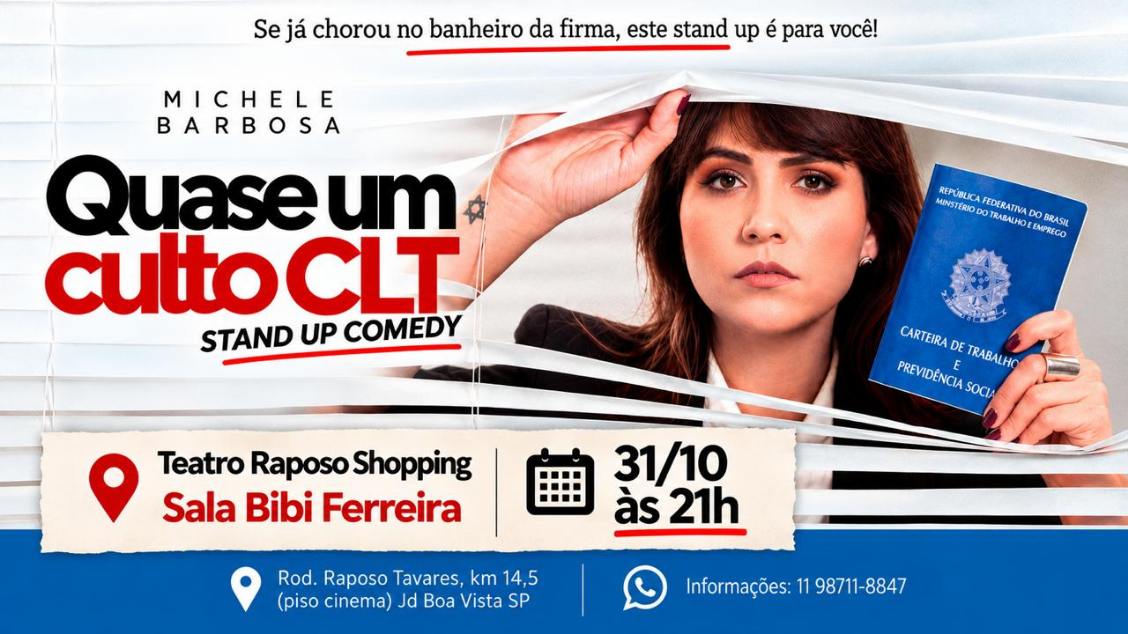 Source image — Michele Barbosa em: Quase um culto CLT - Stand Up Comedy