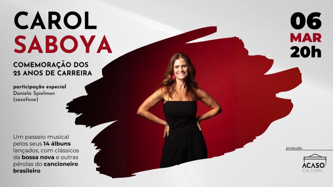 Imagem do evento Carol Saboya – 25 anos de carreira