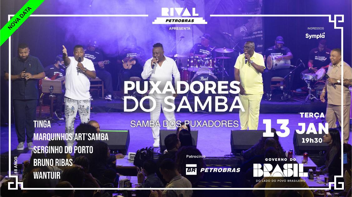 Imagem do evento PUXADORES DO SAMBA TINGA, MARQUINHOS ART’SAMBA, SERGINHO DO PORTO, BRUNO RIBAS E WANTUIR
